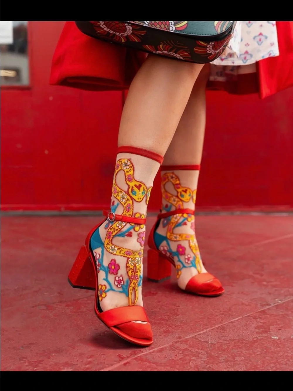 Year of the Snake Sheer Crew Sock. Price firm.